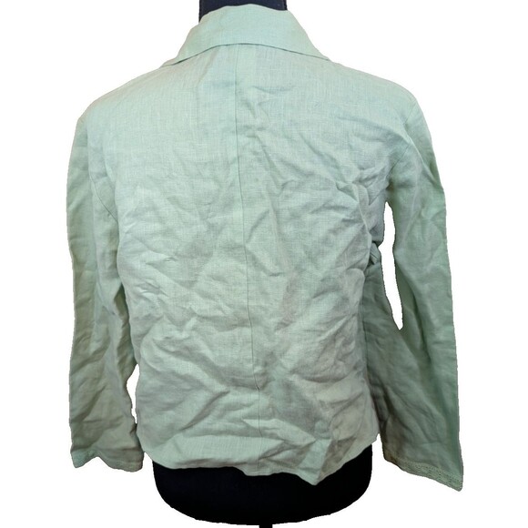 Adolfo Studio Top Button Front 100% Linen 90's Relaxed Fit Coastal Size 4 - Picture 2 of 11